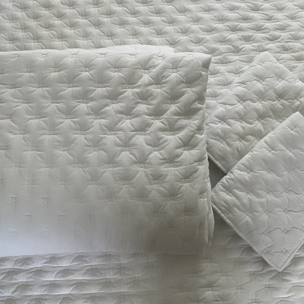 Pottery Barn 3 Piece Full Queen Reversible Cotton Quilt & 2 Standard Shams